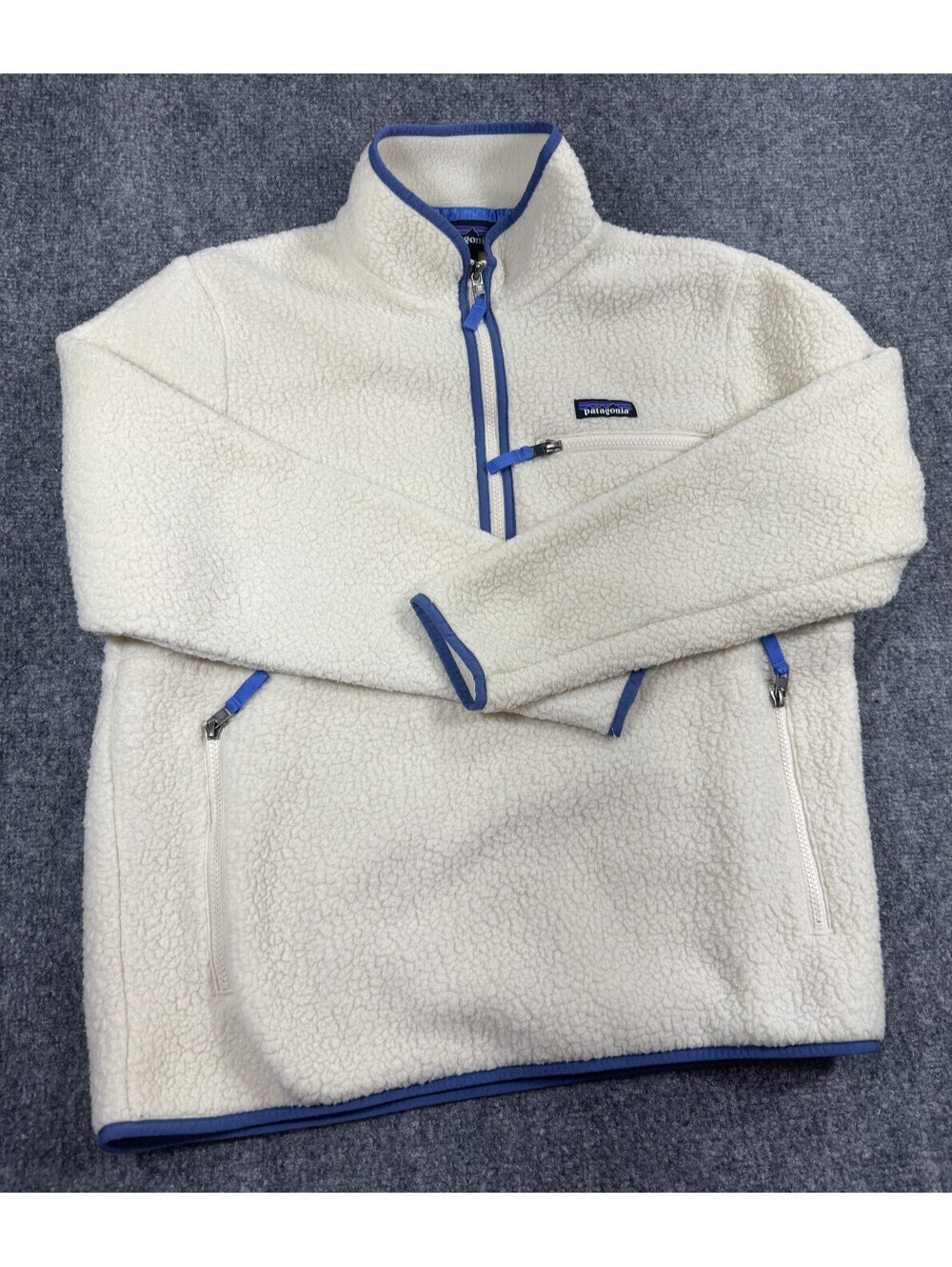 Patagonia Retro Pile Marsupial Womens Jacket Large Beige Half Zip Fleece Jacket